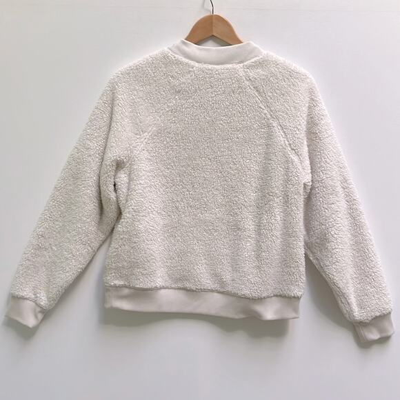 Athleta S Asana Sherpa Sweatshirt Size S Natural Relaxed Cozy - Picture 4 of 9